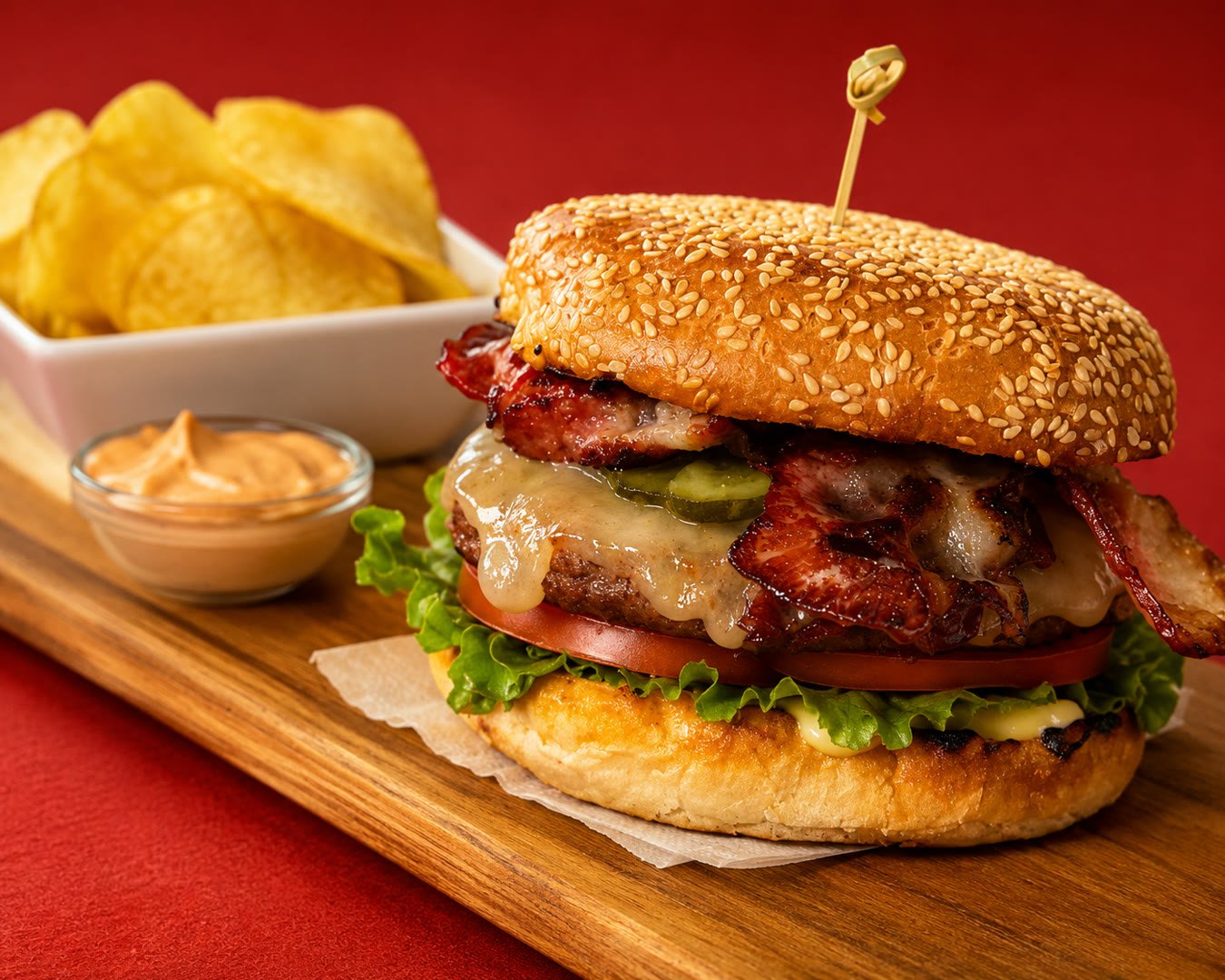 Bacon cheeseburger — enhanced premium version